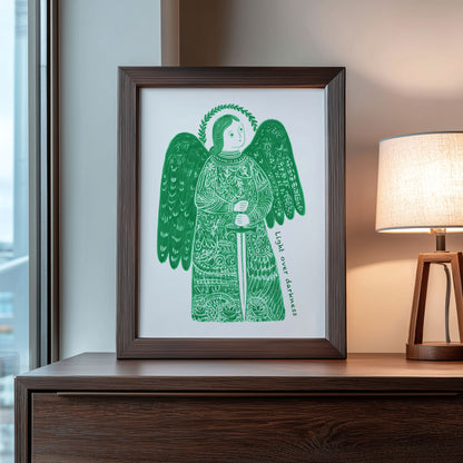 St Michael the Archangel Art Print - Green interior mockup 08 - p_22_am_0004_Layer 6