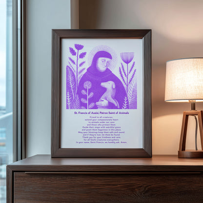 St Francis with Dog Art Print - Purple interior mockup 10 - p_22_franc_dog_0006_Layer 4
