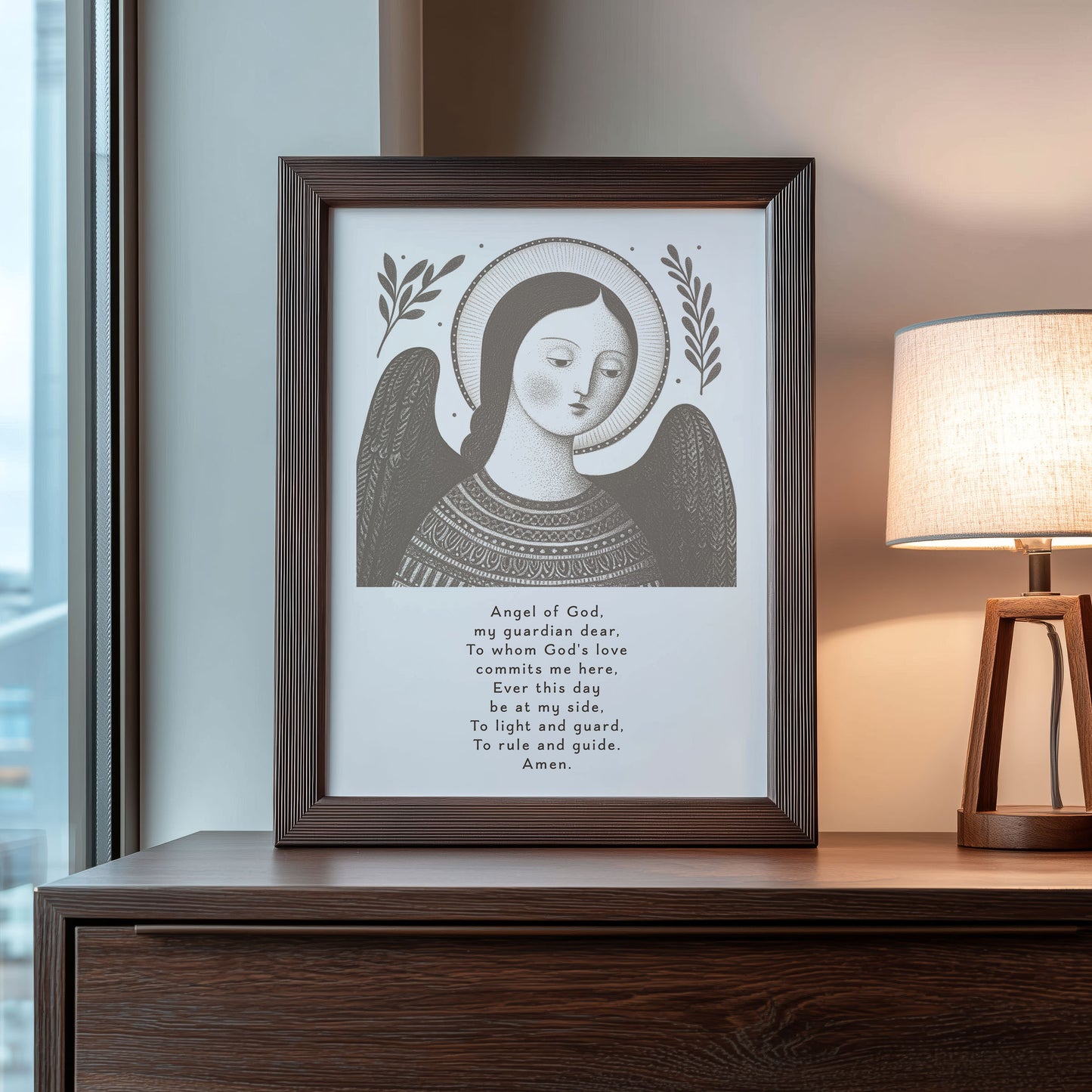Guardian Angel for Girls Art Print - Brown interior mockup 09 - p_22_girl_0003_Layer 7