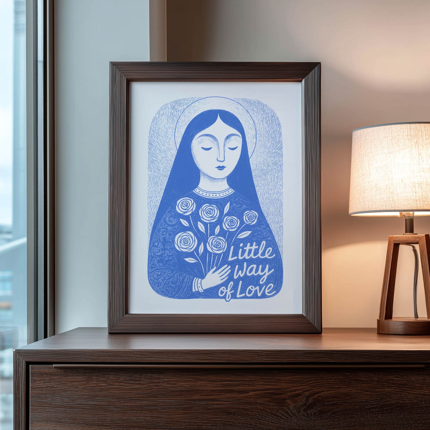 St Therese of Lisieux Art Print - Blue interior mockup 08 - p_22_ter_0001_Layer 9