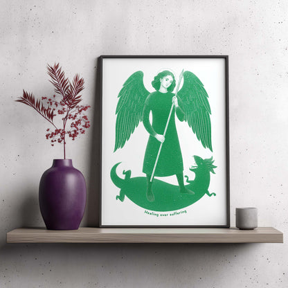 Green St Raphael the Archangel Art Print gallery 4