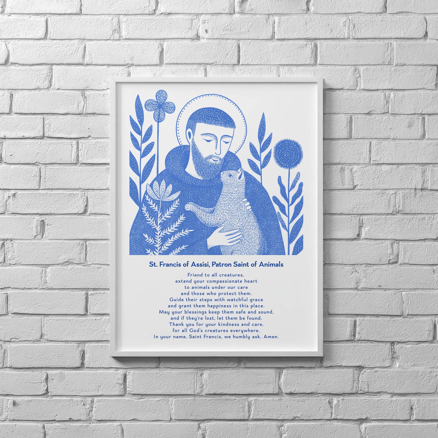 St Francis with Cat Art Print - Blue interior mockup 10 - p_25_br_0002_Layer 8