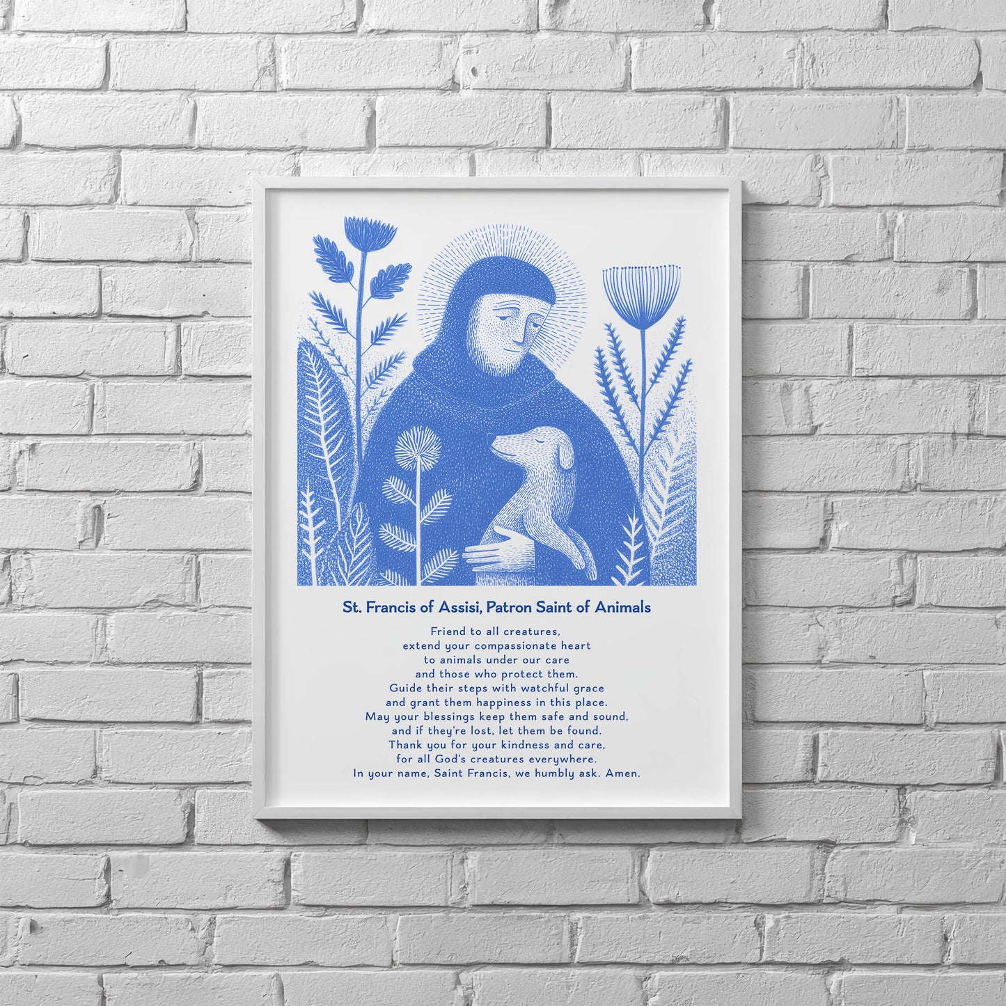 St Francis with Dog Art Print - Blue interior mockup 10 - p_25_br_0003_Layer 9
