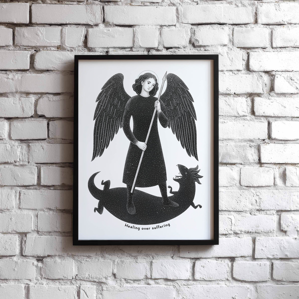 Black St Raphael the Archangel Art Print gallery 4
