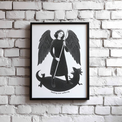 Black St Raphael the Archangel Art Print gallery 4