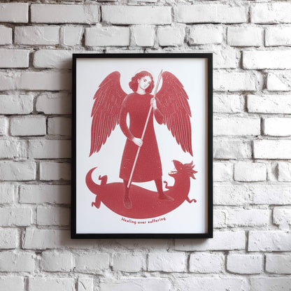 Red St Raphael the Archangel Art Print gallery 4