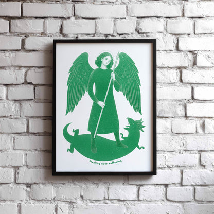 Green St Raphael the Archangel Art Print gallery 5