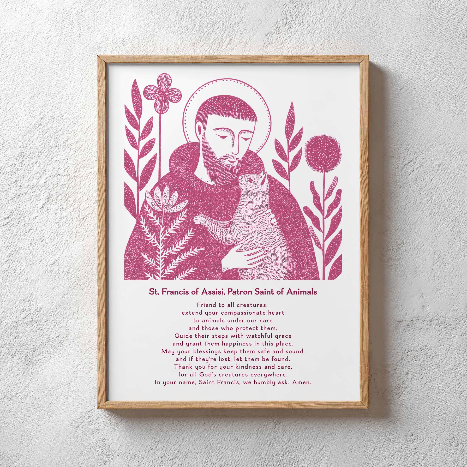 St Francis with Cat Art Print - Pink interior mockup 11 - p_29_plaster_0025_Layer 34