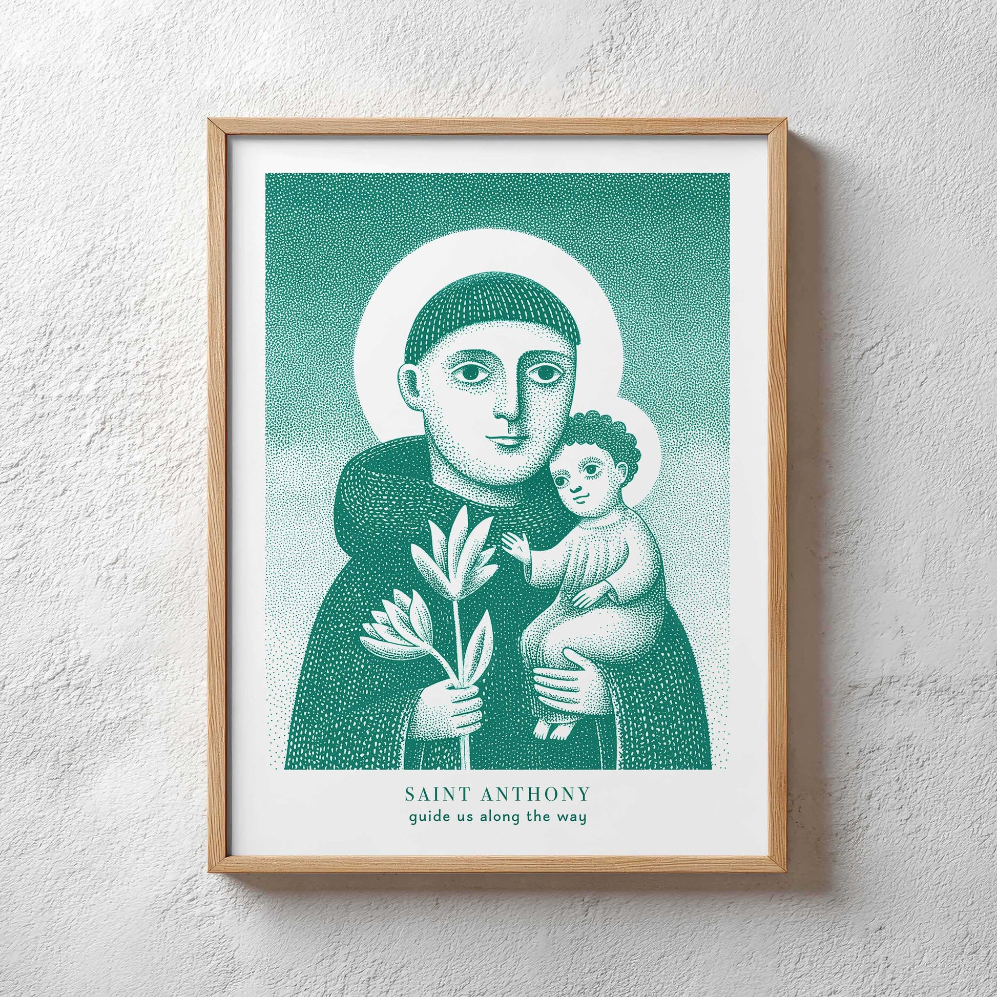 St Anthony Art Print - Teal interior mockup 03 - p_29_plaster_0050_Layer 60