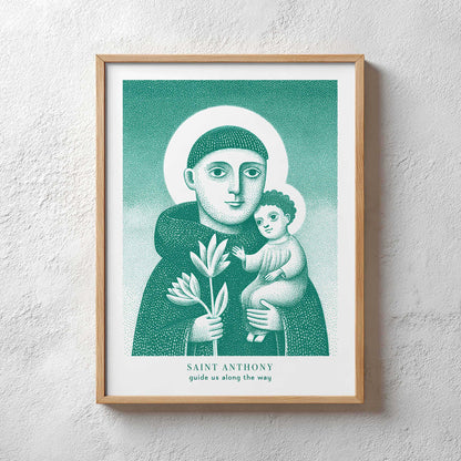 St Anthony Art Print - Teal interior mockup 03 - p_29_plaster_0050_Layer 60
