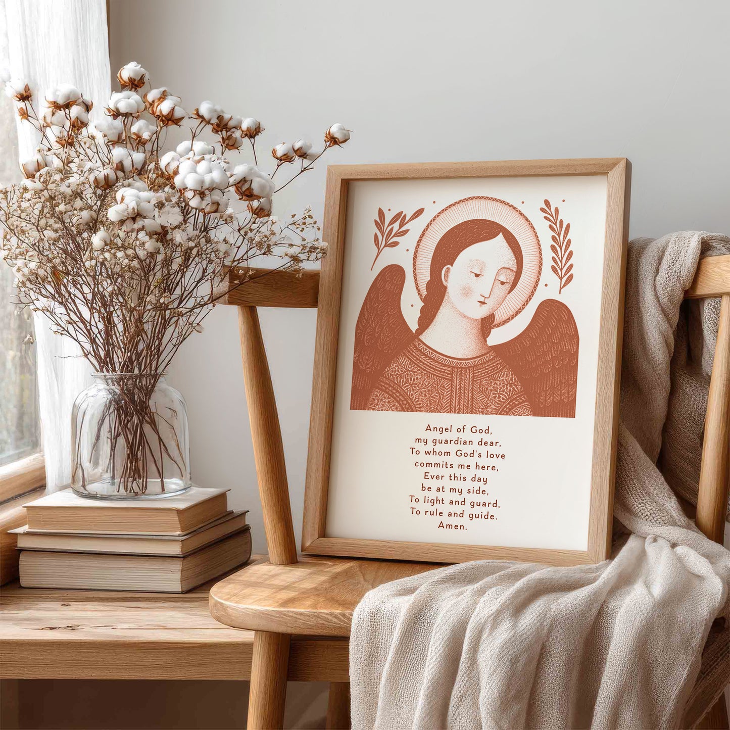 Guardian Angel for Boys Art Print - Terracotta interior mockup 05 - p_2_boy_0009_Layer 1