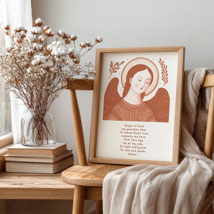 Guardian Angel for Boys Art Print - Terracotta interior mockup 05 - p_2_boy_0009_Layer 1