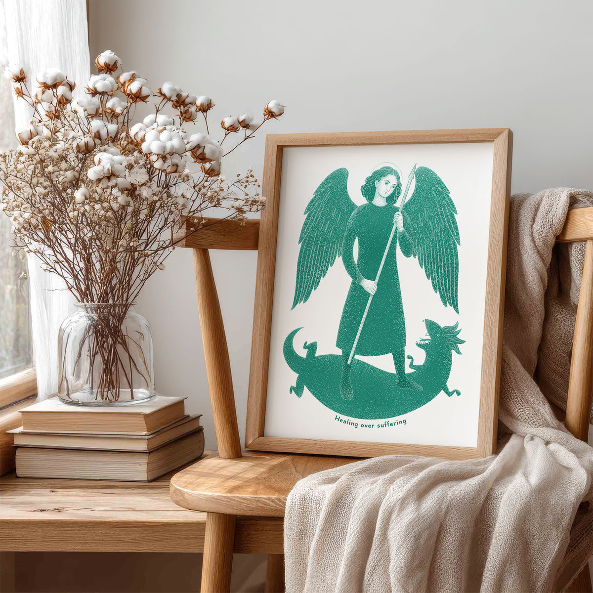 Teal St Raphael the Archangel Art Print gallery 1