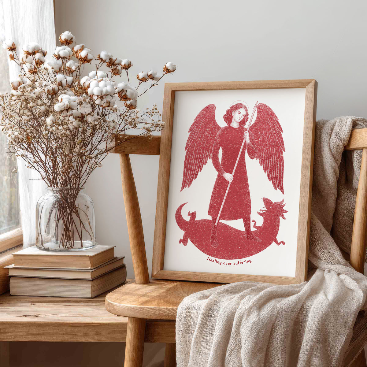 Red St Raphael the Archangel Art Print gallery 1