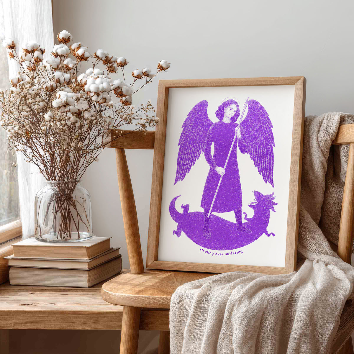 Purple St Raphael the Archangel Art Print gallery 1