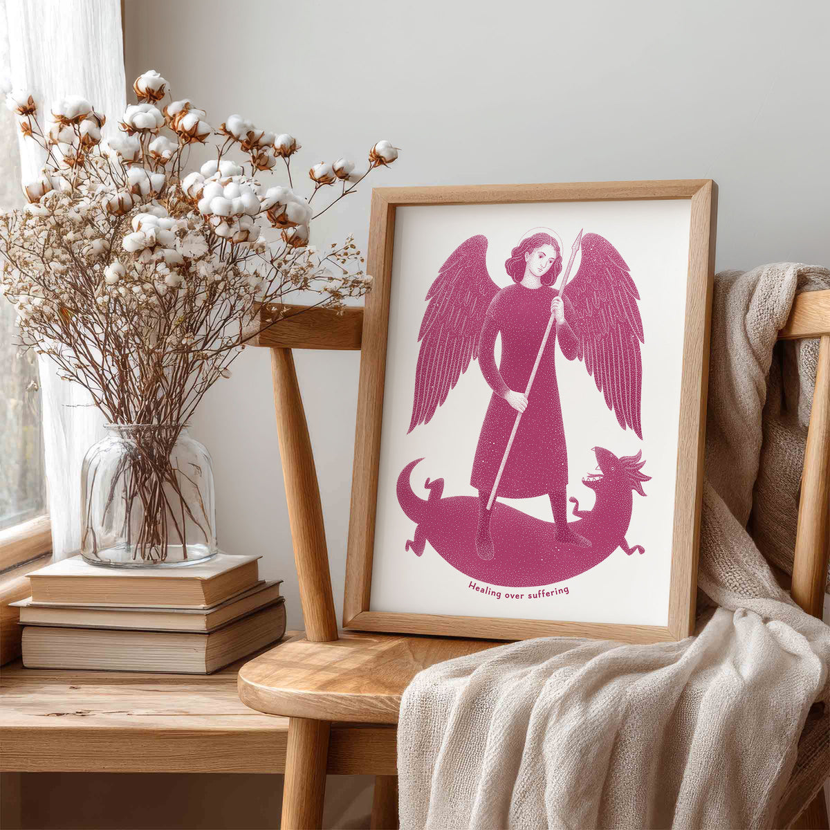 Pink St Raphael the Archangel Art Print gallery 1