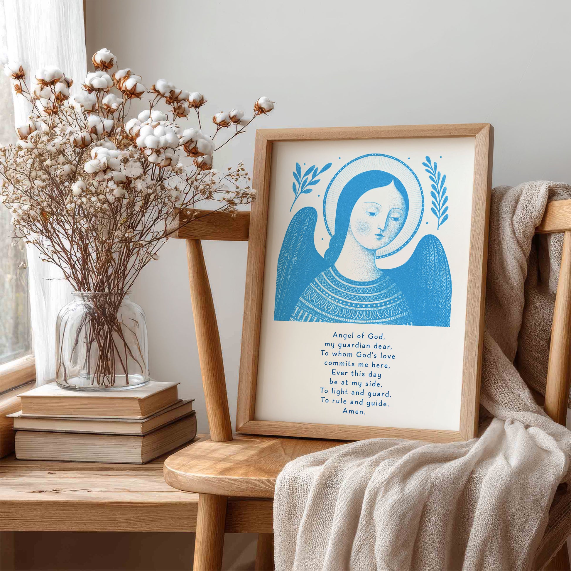 Guardian Angel for Girls Art Print - Deep Blue interior mockup 06 - p_2_girl_0002_Layer 8