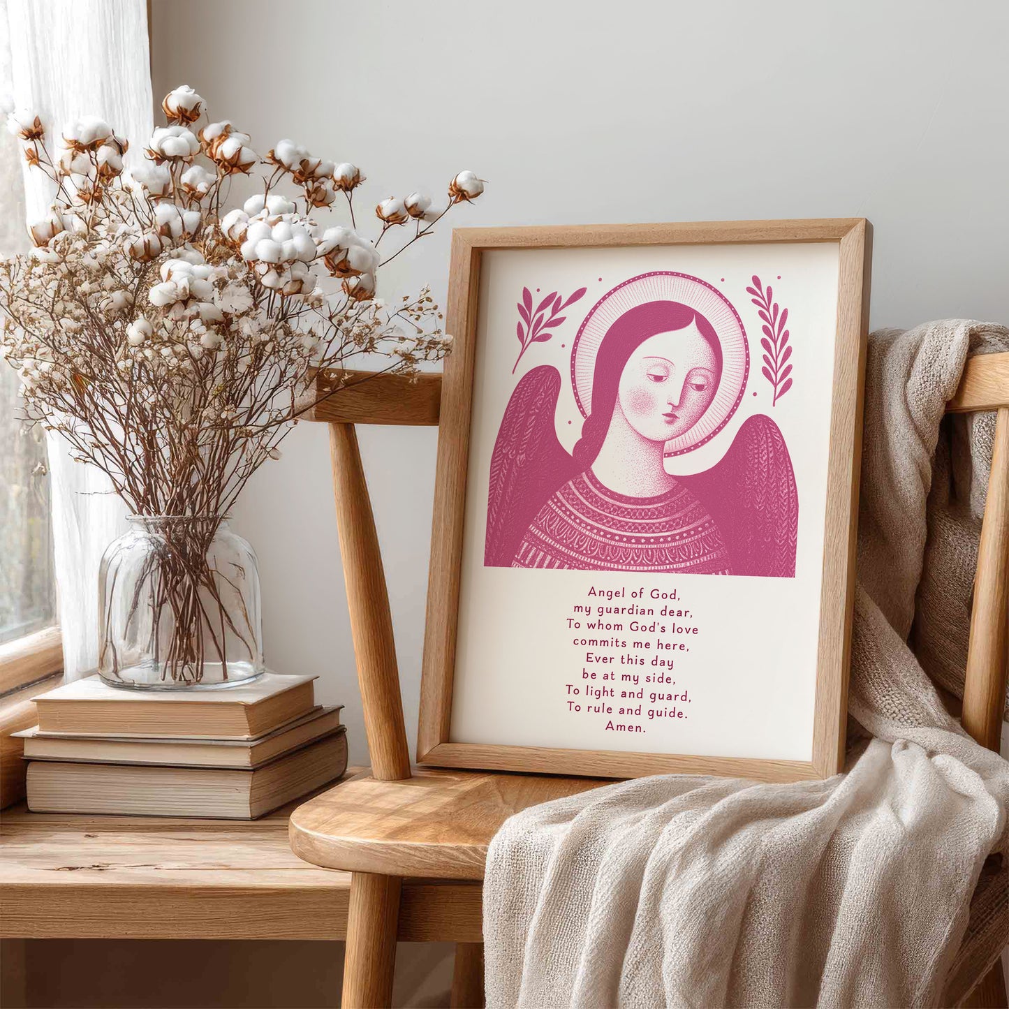 Guardian Angel for Girls Art Print - Pink interior mockup 05 - p_2_girl_0005_Layer 5