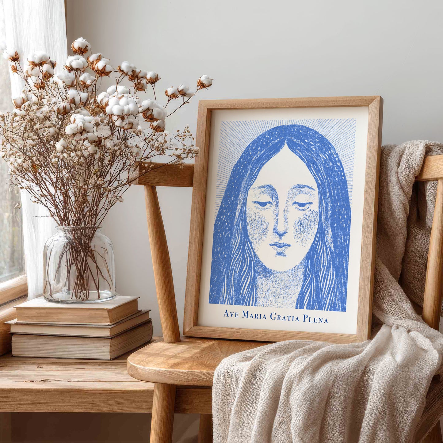 Virgin Mary Art Print - Blue interior mockup 05 - p_2_maria_0001_Layer 9