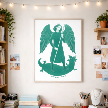 Teal St Raphael the Archangel Art Print gallery 5