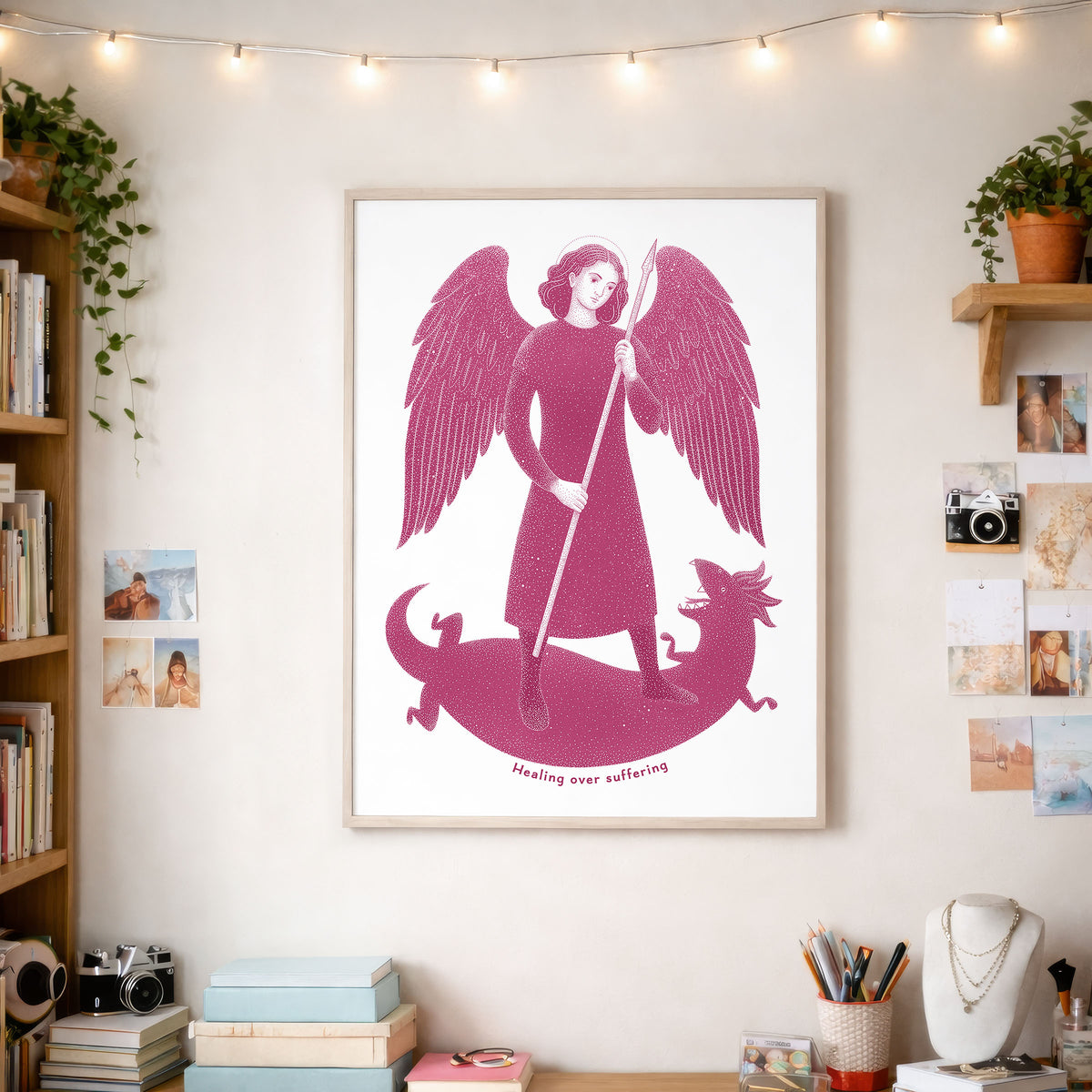 Pink St Raphael the Archangel Art Print gallery 6