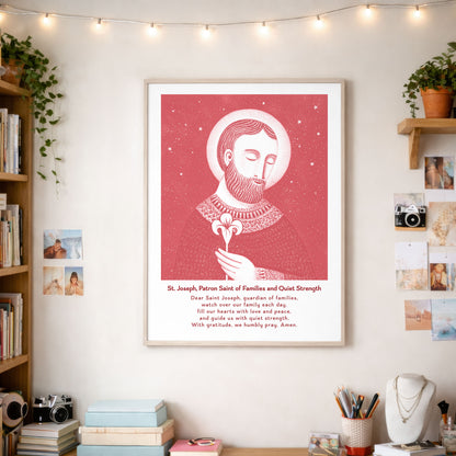 Red St Joseph Prayer Art Print gallery 5