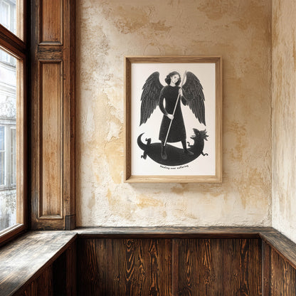Black St Raphael the Archangel Art Print gallery 5