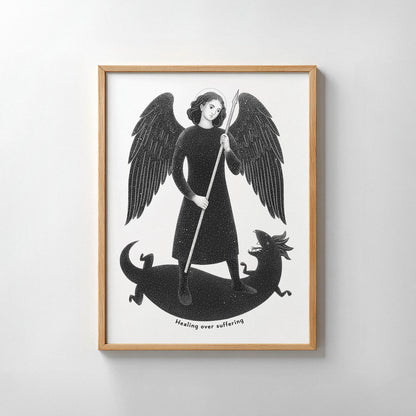 Black St Raphael the Archangel Art Print gallery 6