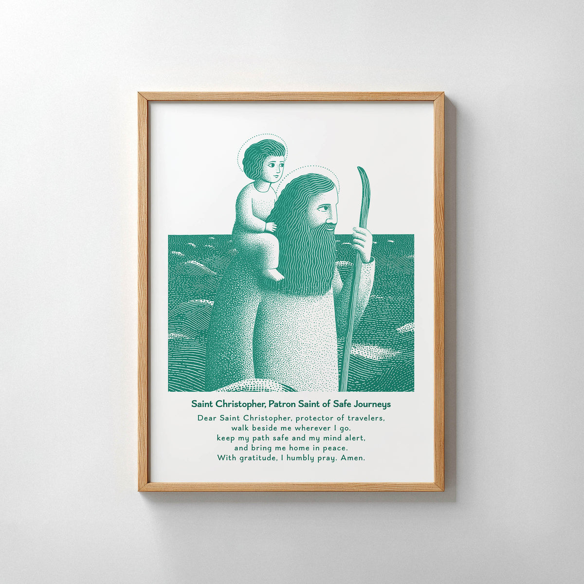 Teal St Christopher Prayer Art Print gallery 6