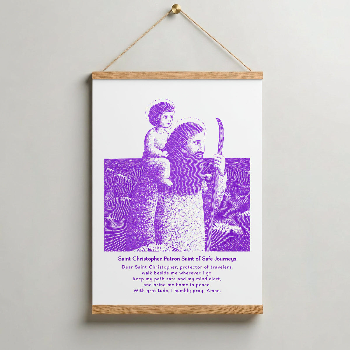 Purple St Christopher Prayer Art Print gallery 7