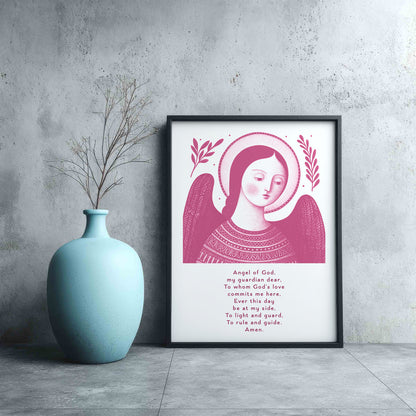 Guardian Angel for Girls Art Print - Pink interior mockup 09 - p_3_girl_0000_Layer 2