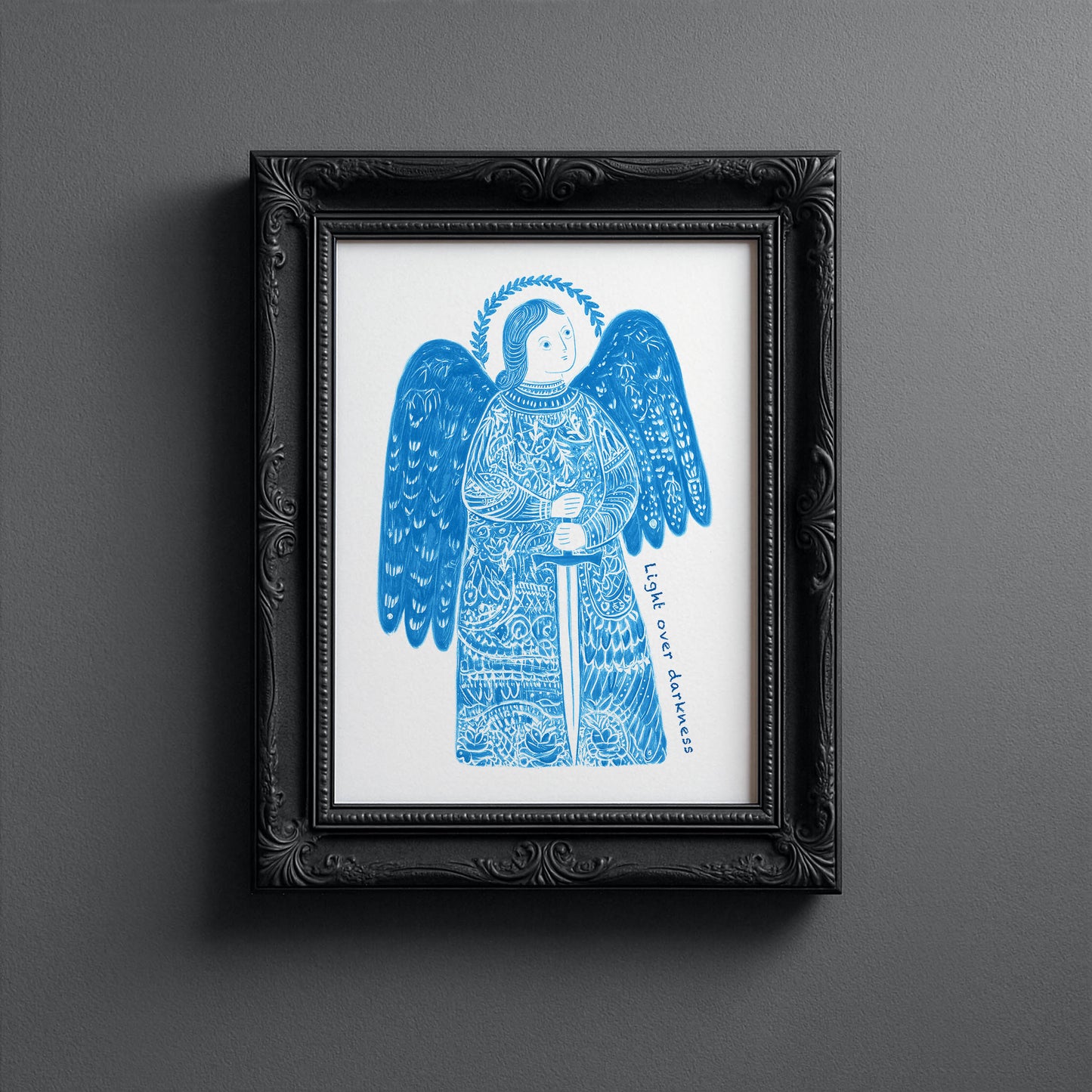 St Michael the Archangel Art Print - Deep Blue interior mockup 10 - p_5_am_0002_Layer 6