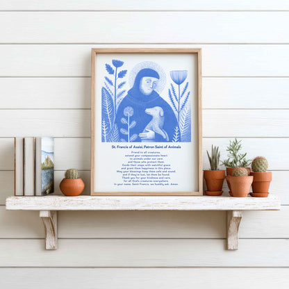 St Francis with Dog Art Print - Blue interior mockup 15 - p_7_franc_dog_0000_Layer 5