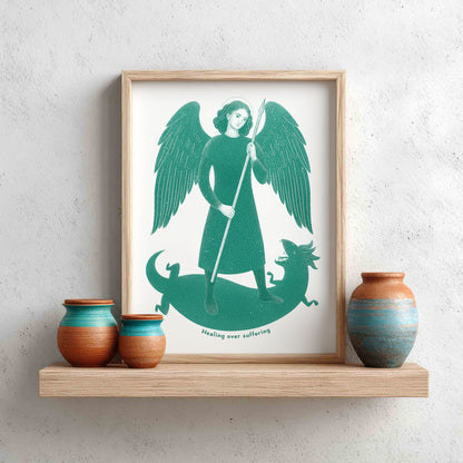 Teal St Raphael the Archangel Art Print gallery 3