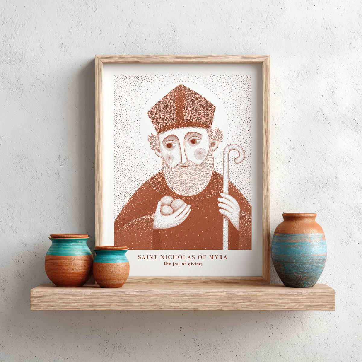 Terracotta St Nicholas of Myra Art Print gallery 3