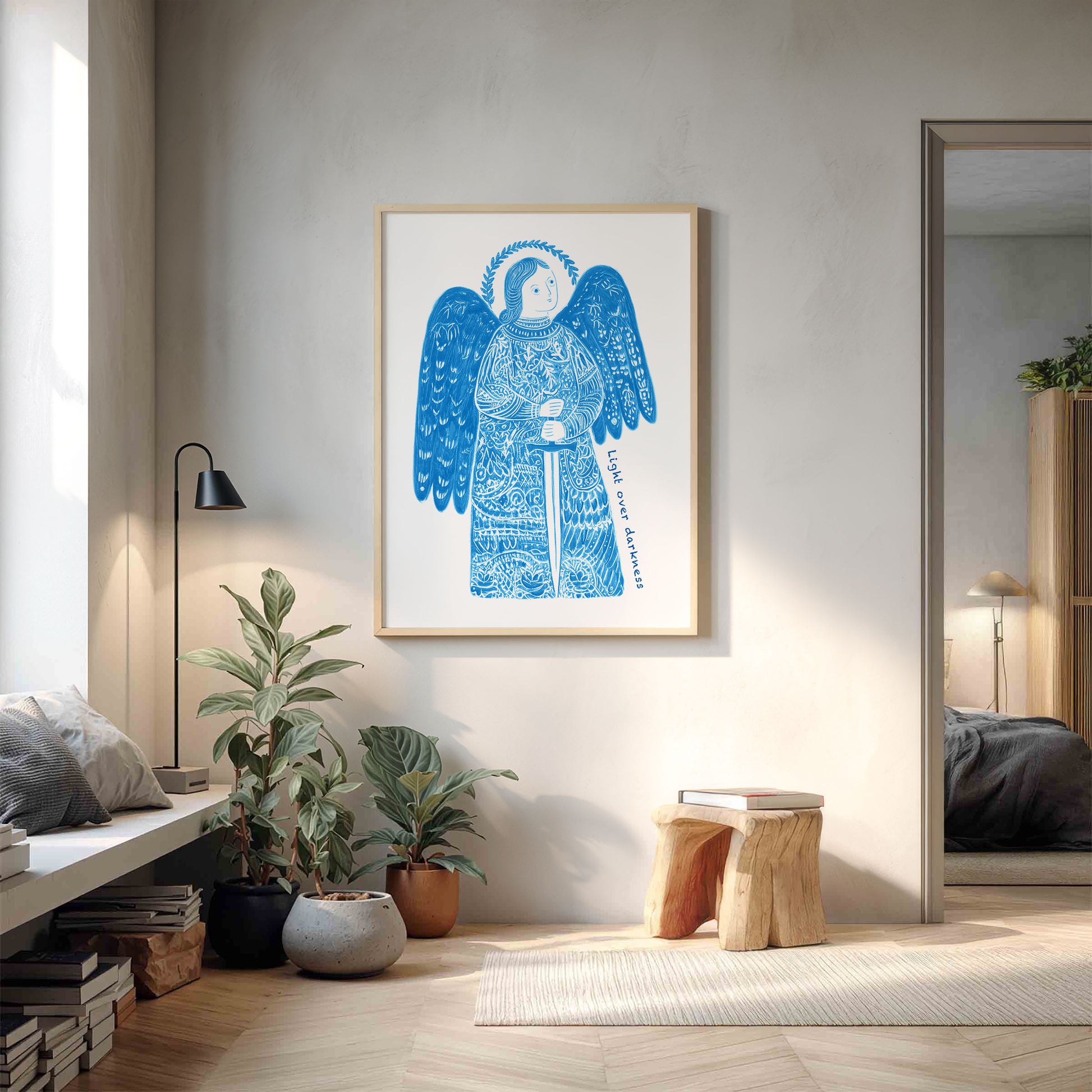 St Michael the Archangel Art Print - Deep Blue interior mockup 13 - p_9_am_0002_Layer 8