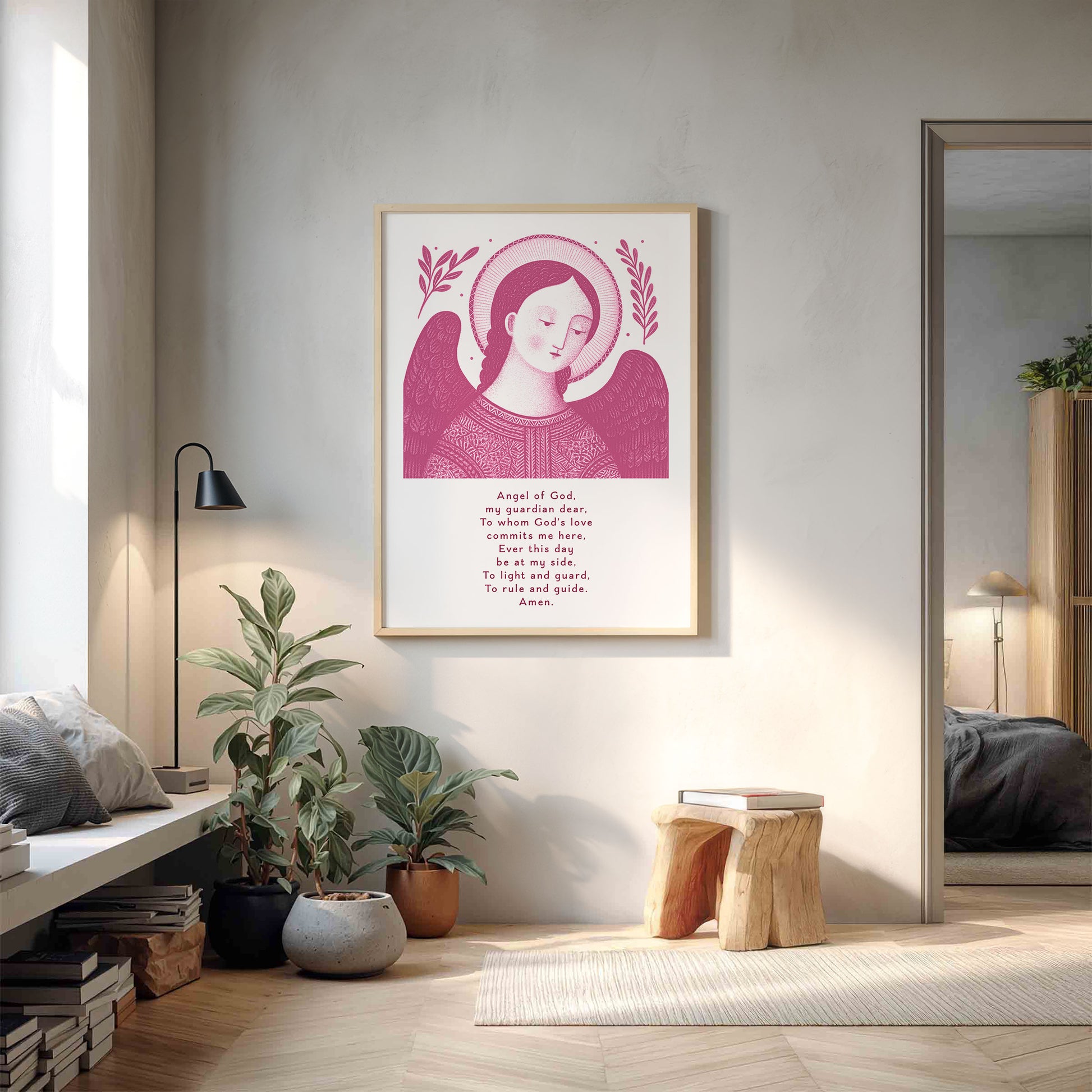 Guardian Angel for Boys Art Print - Pink interior mockup 11 - p_9_boy_0005_Layer 5