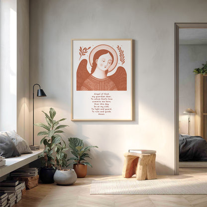 Guardian Angel for Boys Art Print - Terracotta interior mockup 11 - p_9_boy_0008_Layer 1