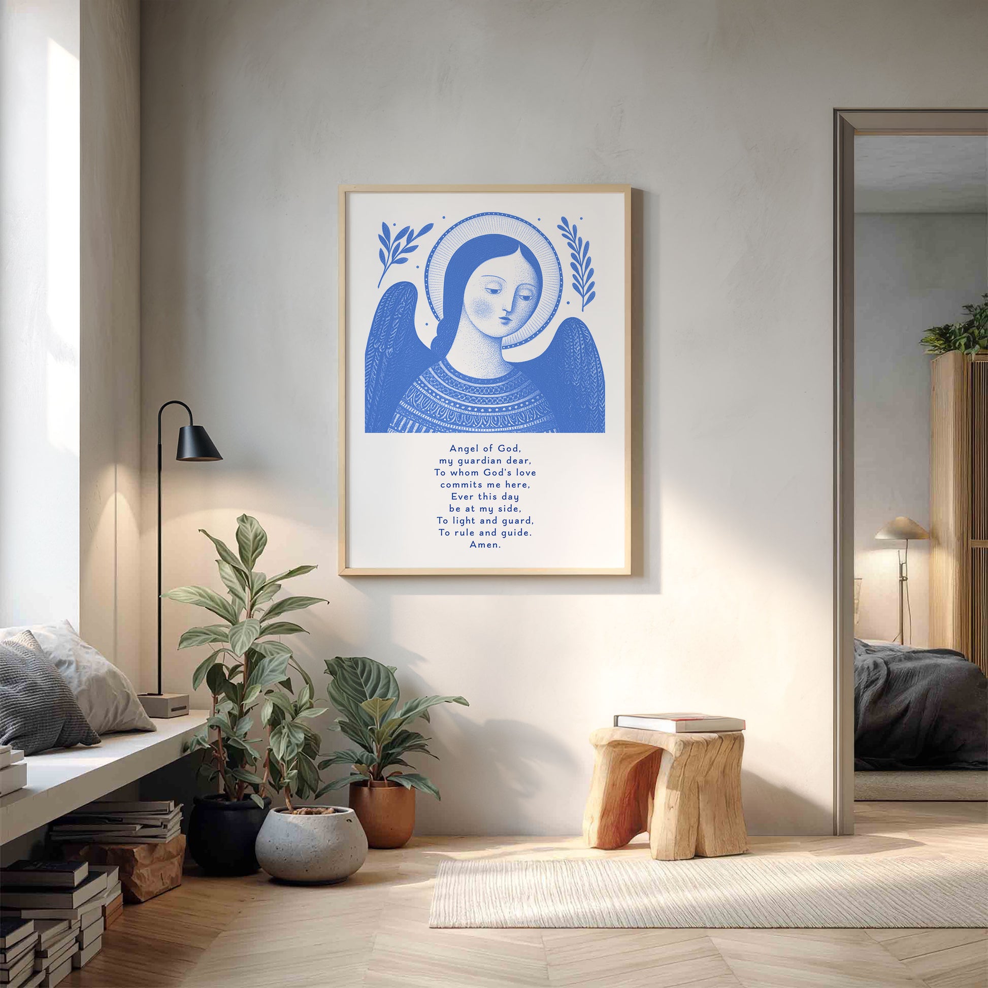 Guardian Angel for Girls Art Print - Blue interior mockup 12 - p_9_girl_0001_Layer 9