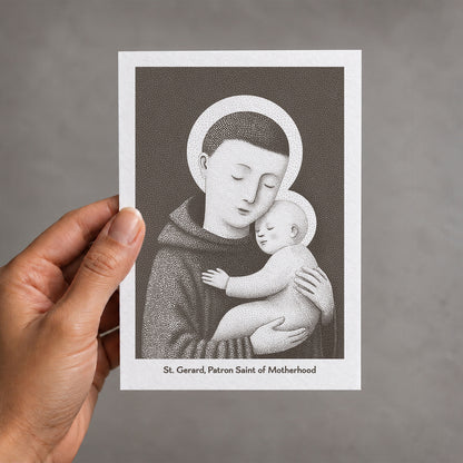 Brown St Gerard Majella card held in a hand