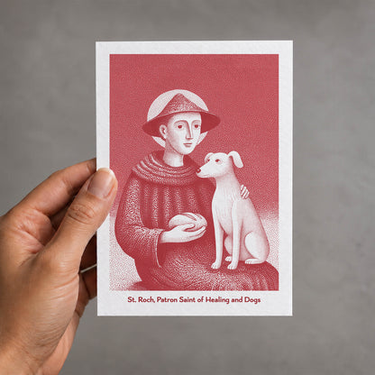 Red St Roch card held in a hand